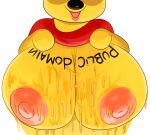  anthro areola big_breasts black_nose breasts clothed clothing crossgender disney english_text female food hand_on_breast hi_res honey_(food) huge_breasts hyper hyper_breasts mammal nipples open_mouth ota_(artist) pink_nipples pooh_bear raised_clothing raised_shirt raised_topwear shirt solo text topwear translated ursid winnie_the_pooh_(franchise) yellow_body 