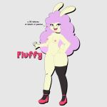  absurd_res anthro breasts buckteeth butt clothing fake_ears fake_rabbit_ears female feral fluffy fluffy_hair fluffy_tail footwear genitals hair hi_res humanoid jewelry lagomorph legwear leporid lunaki mammal necklace nipples pink_hair pussy rabbit scut_tail shoes short_tail solo solo_focus teeth text tights 