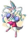  anthro bottomwear boxing clothing eeveelution female gloves handwear hi_res kitsune2000 nintendo pok&eacute;mon pok&eacute;mon_(species) shorts solo sport sylveon video_games 