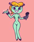  animal_humanoid antennae_(anatomy) bangle blonde_hair chipposter clothing colored_sketch female footwear footwear_only gastropod gastropod_humanoid green_body green_nipples green_skin grin hair holding_microphone holding_object humanoid jewelry looking_at_viewer microphone mollusk mollusk_humanoid mostly_nude nipples parappa_the_rapper purple_eyes shoes shoes_only sketch slug_humanoid smile solo sony_corporation sony_interactive_entertainment teriyaki_yoko um_jammer_lammy video_games 