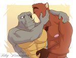  abs anthro crocodilian duo embrace hand_on_cheek hi_res hug kissing kissing_cheek larger_male love male male/male mammal muscular muscular_anthro muscular_male nipples reptile riley_morningstar romantic romantic_couple scalie simple_background size_difference smaller_male smile smooch ursid 