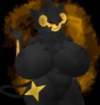  anthro big_breasts breasts butt dark_body darkness female gimmy_thunder glowing huge_breasts nintendo pok&eacute;mon smile solo stare thick_thighs video_games 