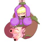  ahegao bdsm blonde_hair bondage bound breasts dildo double_dildo double_penetration female gag gagged genitals hair hanging_by_arms human lenomon looking_pleasured mammal penetration pussy sex_toy solo 