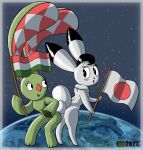  anthro blush commander_bokko duo female female/female flag hentai_boy hi_res hungarian_flag japanese_flag kockasfulu_nyul lagomorph leporid mammal osamu_tezuka patriotism politics rabbit the_amazing_3 