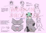  absurd_res animal_genitalia anthro blue_eyes breasts cloaca didelphid dipstick_limbs duo exposed_breasts female forked_penis genitals green_hair groping_breasts hair hi_res iro_no_seijin male male/female mammal marsupial model_sheet penis pink_nose pouch_(anatomy) pulling_on_clothes rachel_(iro_no_seijin) sketch_page spread_cloaca spreading t-pose thin_tail unfinished 