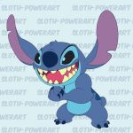  1:1 2021 alien back_markings black_eyes blue_background blue_body blue_claws blue_fur blue_nose chest_tuft claws disney experiment_(lilo_and_stitch) flat_colors fur hands_together head_tuft hi_res leaning leaning_forward lilo_and_stitch markings notched_ear open_mouth open_smile sharp_teeth simple_background sloth-power small_tail smile solo standing stitch_(lilo_and_stitch) teeth tuft 
