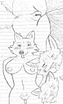  ahegao anthro anus blush breasts canid canine female fox hi_res lined_paper looking_pleasured mammal presenting solo 