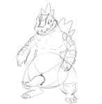  alligator alligatorid animal_genitalia anthro crocodilian erection feraligatr genitals guide_lines lewd_latte looking_at_viewer low_res male nintendo pok&eacute;mon pok&eacute;mon_(species) reptile scalie sheath sketch solo standing video_games 