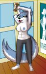 2022 4_fingers abs anthro athletic athletic_anthro athletic_female athletic_humanoid athletic_wear biceps bottomwear breasts canid canine canis clothed clothing digital_media_(artwork) exercise female fingers fitness fitness_center fur gym gym_clothing gymnastics hi_res humanoid illumination_entertainment itzimiau legwear looking_at_viewer mammal muscular muscular_anthro nipples nude porsha_crystal simple_background sing_(movie) smile solo underwear weight_loss weightlifting window wolf workout yellow_eyes young 