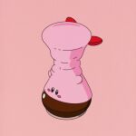  1:1 2022 alien ambiguous_gender appliance barefoot beverage blue_eyes coffee coffee_maker detailed emiru featureless_crotch feet glistening glistening_eyes humor kirby kirby_(series) kitchen_appliance multicolored_body multicolored_skin nintendo noseless not_furry nude open_mouth pink_background pink_body pink_skin raised_arm raised_foot red_body red_skin rosy_cheeks shadow simple_background solo upside_down video_games waddling_head 