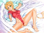  barefoot bed blush breasts breath_of_fire breath_of_fire_i breath_of_fire_iii cameltoe feet gloves legs long_legs lying mt1 nina_(breath_of_fire_i) smile spread thighs wings 