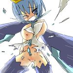  blue_eyes blue_hair blush breasts crown empoleon lowres personification pokemon pussy thighhighs torn_clothes uncensored vagina 