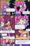  5_fingers big_breasts blue_eyes breasts comic connie duo echidna eulipotyphlan fan_character female female/female fingers hedgehog hi_res mammal monotreme pink_eyes sky_the_echidna 