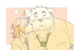  &lt;3 2022 anthro blush canid canine canis clothing domestic_dog duo eyes_closed inunoshippo kemono kissing male mammal necktie overweight overweight_male shirt simple_background topwear 