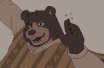  2022 anthro biped black_body black_nose camilo_madrigal clothed clothing disney encanto_(2021) humanoid_hands mammal simple_background solo spectacled_bear thebearalliance tremarctine ursid 