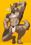  ... abs absurd_res anthro biceps blush bulge canid canine canis chest_tuft clothing cuff_(restraint) domestic_dog german_shepherd handcuffs herding_dog hi_res looking_at_viewer male mammal metal_cuffs muscular muscular_anthro muscular_male nipples pastoral_dog pecs pubes restraints simple_background solo tuft uiokv underwear 