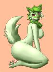  anthro breasts felid feline female fluffy fluffy_ears fluffy_tail hi_res kneeling mammal neck_tuft nintendo paws pok&eacute;mon pok&eacute;mon_(species) simple_background smile solo sprigatito tuft video_games zachc 