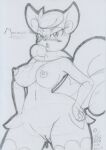  2021 anthro big_breasts blush bodily_fluids breasts female genital_fluids genitals graphite_(artwork) hands_on_hips lunaris_parukia meowstic navel nintendo nipples nude open_mouth pok&eacute;mon pok&eacute;mon_(species) pok&eacute;morph pussy pussy_juice solo traditional_media_(artwork) video_games wide_hips 