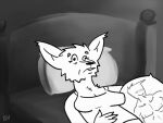  animated anthro bed body_pillow breasts canid canine canis closed_mouth clothed clothing deltav ear_tuft eyelashes female furniture lying lynn_(deltav) mammal mirror neck_tuft nickelodeon open_mouth pillow ren_and_stimpy shadow sitting solo tuft waking_up wardrobe wolf 