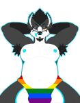  absurd_res anthro armpit_hair body_hair castielmoon chubby_anthro chubby_male forked_tongue herm heterochromia hi_res intersex lgbt_pride male maleherm pride_colors rainbow_flag rainbow_pride_flag rainbow_symbol solo tongue 