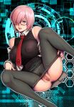  anus bare_shoulders collar colorized covered_nipples fate/grand_order fate_(series) glasses harumaki izayoi_seishin looking_at_viewer mash_kyrielight necktie pantyhose pantyhose_lift pink_hair pubic_hair pussy skirt spread_legs 