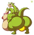  anthro belly big_belly big_butt big_moobs bobthetanuki bubble_butt bulge butt clothing cuphead_(game) dragon fangs grim_matchstick hi_res huge_butt male moobs nipples overweight overweight_anthro overweight_male simple_background solo thong tongue tongue_out underwear video_games white_background 