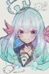  1girl axolotl_girl blue_eyes blue_hair blush character_name ci_s collarbone crown dated eyebrows_visible_through_hair grey_background highres lee_on nijisanji nijisanji_kr portrait sailor_collar second-party_source sketch smile solo virtual_youtuber 