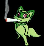  ambiguous_gender drugs felid feline feral lunascribbles mammal marijuana meme nintendo pok&eacute;mon pok&eacute;mon_(species) ralsei_smoking_blunt solo sprigatito video_games 