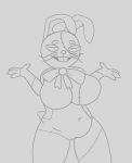  anthro big_breasts bow_ribbon breasts clothing costume digital_media_(artwork) female five_nights_at_freddy&#039;s hair hi_res humanoid lagomorph leporid mammal phant0mhat rabbit scottgames simple_background slightly_chubby smile solo stitch_(sewing) tight_clothing vanny_(fnaf) video_games 