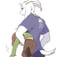  ambiguous_gender annoyed anthro arm_around_waist asriel_dreemurr boss_monster bottomwear bovid brown_hair caprine carrying_person clothed clothing deltarune duo hair hi_res horn human kris_(deltarune) long_ears male mammal pants shirt sibling simple_background topwear undertale undertale_(series) video_games white_hair y_r_k_4 young 
