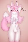 &lt;3 absurd_res anthro balls blush blush_lines brand_new_animal breast_grab breast_play breasts canid canine dialogue duo erection floating_hands fox front_view fur genitals gynomorph hair hand_on_breast hands_behind_head hi_res intersex looking_down lying mammal max_draws nazuna_hiwatashi nude on_back patreon penis pink_body pink_fur pink_hair solo studio_trigger text white_body white_fur 