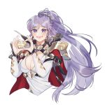  1girl alternate_costume breasts commission commissioner_upload eyebrows_visible_through_hair fire_emblem fire_emblem:_genealogy_of_the_holy_war fire_emblem_heroes heart heart_hands highres inkanii ishtar_(fire_emblem) long_hair looking_at_viewer md5_mismatch open_mouth purple_eyes purple_hair resolution_mismatch simple_background smile solo source_smaller white_background 
