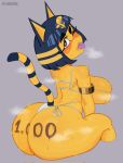  animal_crossing ankha_(animal_crossing) anthro big_breasts big_butt bikini bikini_thong breasts butt clothing domestic_cat felid feline felis female hi_res mammal nintendo solo swimwear tongue tongue_out video_games xabelha 