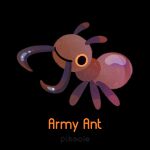 animal animal_focus ant antennae artist_name black_background bug closed_mouth commentary english_commentary english_text from_side looking_at_viewer lowres no_humans orange_eyes original pikaole pincers simple_background smile standing watermark 