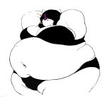  absurd_res anthro belly big_belly black_hair bodypaint bra breasts catti_(deltarune) cleavage clothed clothing deep_navel deltarune domestic_cat ear_piercing ear_ring face_paint felid feline felis female flabby_arms fur hair hair_over_eye hands_behind_head hi_res highlights_(coloring) huge_thighs looking_at_viewer love_handles mammal morbidly_obese morbidly_obese_anthro morbidly_obese_female mouthless navel obese obese_anthro obese_female one_eye_obstructed overweight overweight_anthro overweight_female panties piercing pink_highlights portrait simple_background thick_thighs three-quarter_portrait three-quarter_view undertale_(series) underwear video_games white_body white_fur wide_hips yeahthose yellow_sclera 