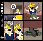  alone_time anthro barefoot bau_husky bed bedroom black_nose blush bottomwear calling canid canine canis clothed clothing comic discarded_bottomwear discarded_underwear domestic_dog feet felid fur furniture gab_(comic) gab_shiba gabshiba gray_boxer_briefs green_bottomwear green_clothing green_pants grey_clothing grey_underwear husky imminent_masturbation inside lion lying lying_on_bed male mammal mane nordic_sled_dog on_back on_bed pantherine pants pictographics red_eyes shiba_inu solo speech_bubble spitz text thinking_about_another thought_bubble underwear undressing_self url white_body white_fur white_mane yellow_body yellow_fur 