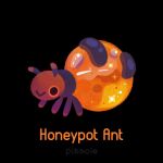 :&gt; animal animal_focus ant antennae artist_name black_background bug closed_mouth commentary english_commentary english_text from_side lowres no_humans orange_eyes original pikaole simple_background smile standing watermark 
