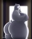  2022 absurd_res anthro big_breasts big_butt boss_monster bottom_heavy bovid breasts butt caprine fat_arms female fur goat hand_on_breast hi_res horn huge_breasts huge_butt huge_thighs looking_aside mammal mature_female nude overweight overweight_female purple_eyes side_boob signature smile solo thick_thighs toriel undertale undertale_(series) video_games white_body white_fur white_tail xxsparcoxx 