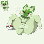  1:1 animal_humanoid anthro big_breasts big_butt breast_squish breasts butt chibi female genitals hi_res humanoid nintendo paws pinup pok&eacute;ball pok&eacute;mon pok&eacute;mon_(species) pose pussy sex slightly_chubby solo spread_legs spreading sprigatito squish starter thick_thighs tongue tongue_out video_games xenenmoon 