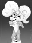  2022 5_fingers activision anthro areola artist_name bandicoot bottomwear bottomwear_down breasts clothed clothing clothing_lift coco_bandicoot countershade_face countershade_torso countershading crash_bandicoot_(series) digital_drawing_(artwork) digital_media_(artwork) dogma eyewear eyewear_on_head female fingers flat_chested genitals goggles goggles_on_head gradient_background grey_background greyscale hair hairless_pussy hi_res lifted_by_self long_hair looking_at_viewer mammal marsupial monochrome multicolored_body multicolored_face multicolored_skin navel nipples open_mouth panties panties_around_legs panties_down pants pants_down partially_clothed portrait pussy shirt shirt_lift short_sleeves simple_background slim small_breasts solo standing three-quarter_portrait topwear two_tone_body two_tone_face two_tone_skin underwear underwear_around_legs underwear_down video_games white_bottomwear white_clothing white_panties white_pants white_shirt white_topwear white_underwear 