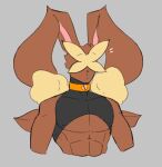  anthro big_ears collar colored_sketch fan_character hair hair_over_eyes humanoid james_(shewiff) lopunny male mega_evolution mega_lopunny muscular muscular_male nintendo one_eye_obstructed orange_collar pok&eacute;mon pok&eacute;mon_(species) shewiff sketch solo video_games 