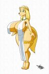  absurd_res anthro big_breasts blonde_hair breast_curtains breasts canid canine canis domestic_dog female hair hi_res huge_breasts mammal nipple_outline simple_background solo tansau thick_thighs white_background 