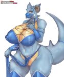  anthro big_breasts bottomwear breasts cleavage clothed clothing clothing_lift female genitals girlsay hi_res huge_breasts loincloth loincloth_lift nidoqueen nintendo nipple_outline no_underwear pok&eacute;mon pok&eacute;mon_(species) pussy solo video_games 
