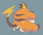  2022 anthro belly big_butt butt duo greenendorf lagomorph leporid lying mammal nintendo orange_body overweight pok&eacute;mon pok&eacute;mon_(species) rabbit raichu simple_background sitting_on_person video_games 