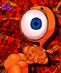  2022 abstract_background beady_eyes big_breasts big_butt big_eyes big_head big_mouth_(disambiguation) black_eyes bloodshot_eyes blue_eyes breast_fondling breast_play breasts butt female fondling hand_on_breast hi_res holding_breast humanoid monster mouth_eye nude orange_body orange_skin red_background shirtbusters signature simple_background solo solo_focus surreal surrealism tagme thick_thighs unknown_species wide_hips 