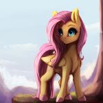  absurd_res blue_eyes chest_tuft equid equine eyelashes female feral fluttershy_(mlp) freckles friendship_is_magic grass hair hasbro hi_res long_hair long_tail mammal miokomata my_little_pony pegasus pink_hair pink_tail plant solo tuft wings 
