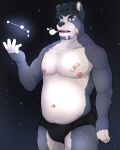  2022 absurd_res acario anthro band-aid bandage biped black_nose bulge clothing constellation hi_res humanoid_hands male mammal navel nipples slightly_chubby solo spectacled_bear star tremarctine underwear ursid 