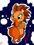  anthro breasts crossgender eulipotyphlan female fur green_eyes hasbro hedgehog littlest_pet_shop mammal navel nipples orange_body orange_fur pandafox_(artist) quills russell_ferguson solo 