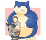  2022 anthro belly blue_body bottomwear clothing duo embrace eyes_closed hug human humanoid_hands inunoshippo kemono male mammal nintendo overweight overweight_male pok&eacute;ball pok&eacute;mon pok&eacute;mon_(species) shirt shorts snorlax topwear video_games 