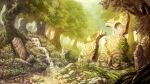  artist_name commission day fantasy flower garutaisa grass landscape log moss original outdoors ruins scenery stream tree water waterfall 